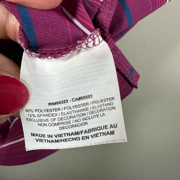 Nike Golf Dri-Fit Large Magenta Blue White Stripe Short Sleeve Polo Shirt - Picture 4 of 4